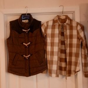 CI SONO VEST AND ANS FLANNEL SHIRT COMBO